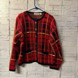 Ashley Hill Vintage Plaid Cardigan Sweater XL
